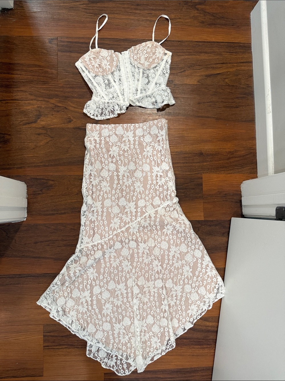 12th Tribe White Lace Two-Piece Corset Top & Skirt Set - Picture 5 of 8